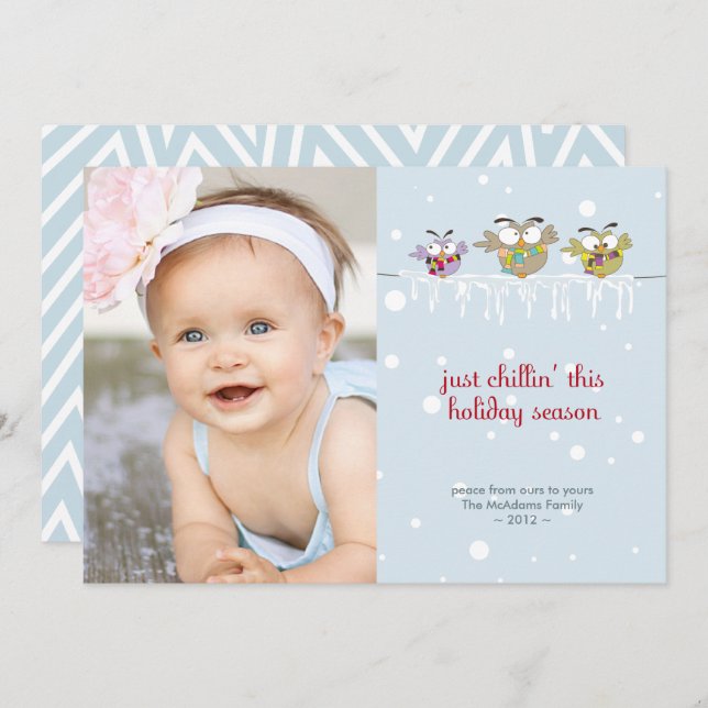 Chillin'Uggla Photo Helgdag Card Julkort (Fram/baksida)