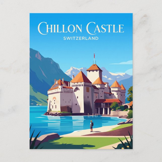 Chillon slott Schweiz Vykort (Framsida)