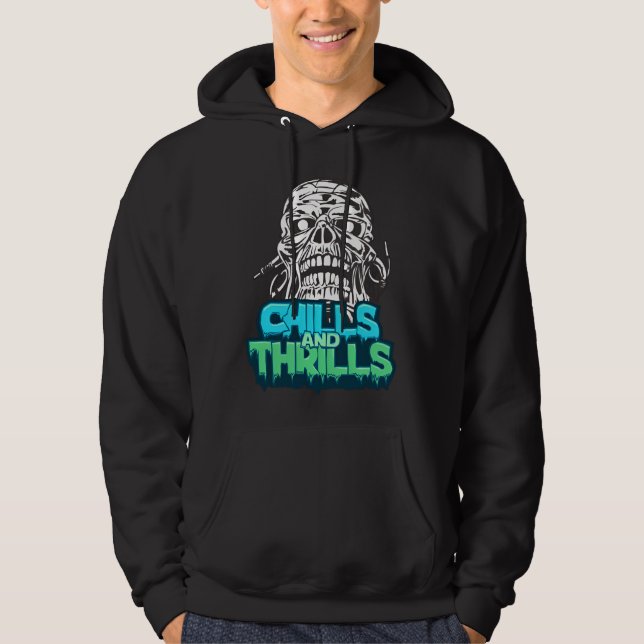 Chills och Thrills Skullgrafik Halloween-skräckupp Hoodie (Framsida)