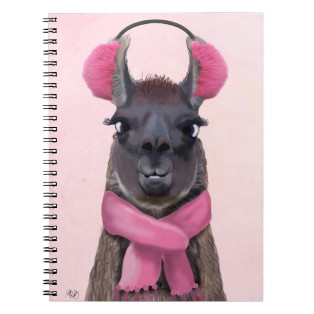 Chilly Llama Rosa Anteckningsbok (Framsidan)