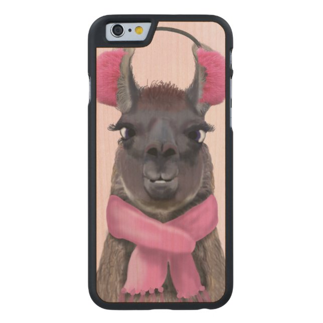 Chilly Llama Rosa Carved Wood iPhone Skal (Baksidan)