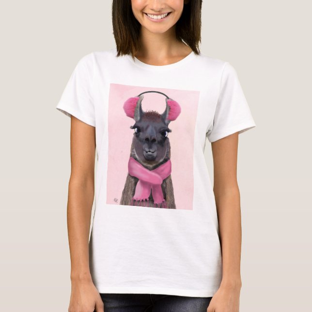 Chilly Llama Rosa T Shirt (Framsida)