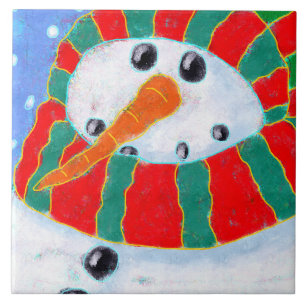 Chilly Snögubbe Abstrakt Art Kakelplatta