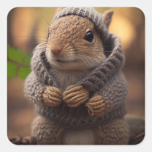 Chilly Squirrel Fyrkantigt Klistermärke