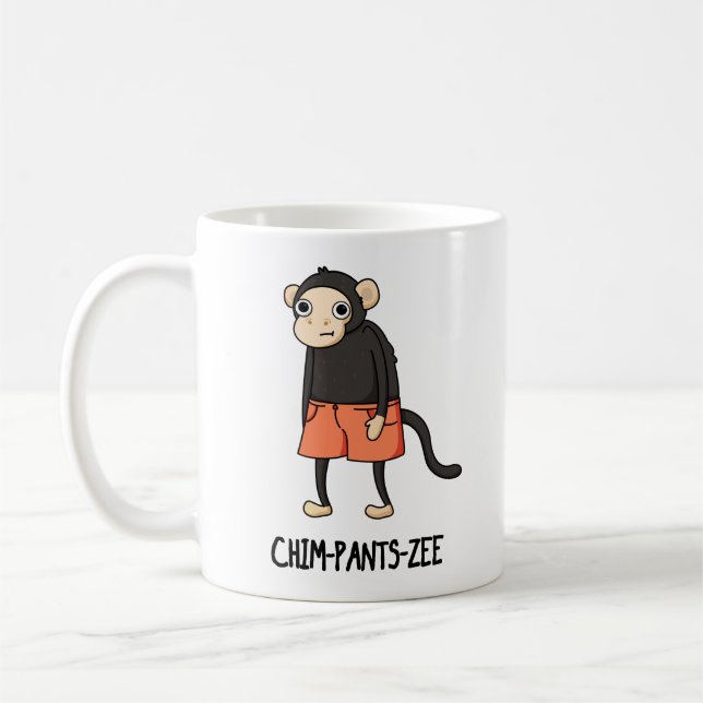 Chim-Byxor-Zee Funny Chimpanzee Monkey Pun Kaffemugg (Vänster)