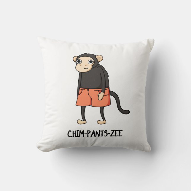 Chim-Byxor-Zee Funny Chimpanzee Monkey Pun Kudde (Framsida)