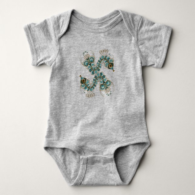Chimera - Peacock Seahorse Baby One-Biet Bodykosty T Shirt (Framsida)
