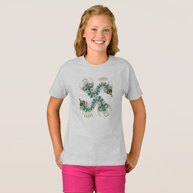 Chimera - Peacock Seahorse Kids T-Shirt (Hel framsida)