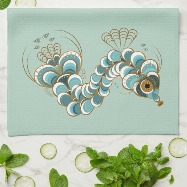 Chimera - Peacock Seahorse Kitchen Towel Kökshandduk (Vikta)