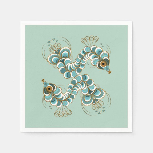 Chimera - Peacock Seahorse Papper Napkins Pappersservett (Framsidan)