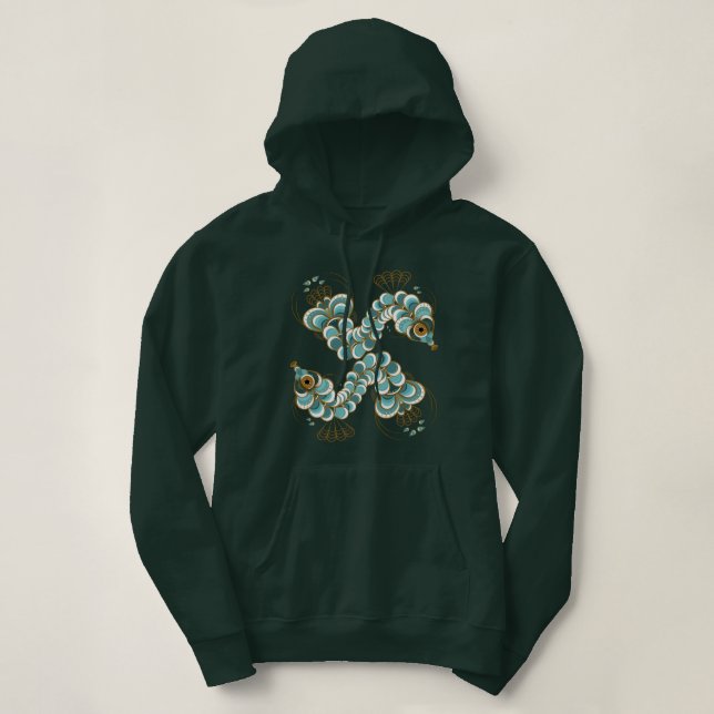 Chimera - Peacock Seahorse Pullover Hoodie T Shirt (Design framsida)
