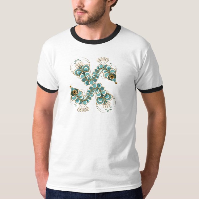 Chimera - Peacock Seahorse Ringer T-Shirt (Framsida)