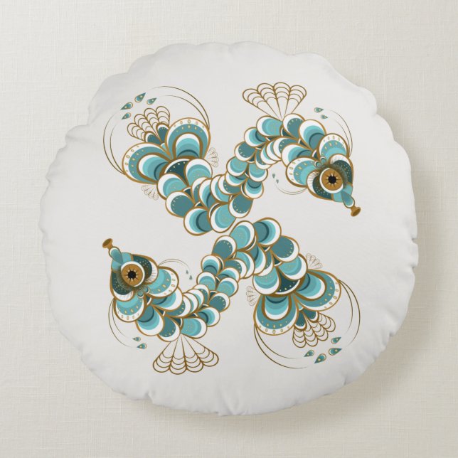 Chimera - Peacock Seahorse Round Dekorativ kudde (Framsidan)