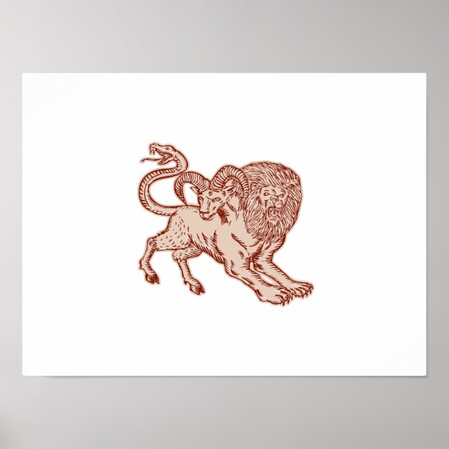 Chimera Pouncing Etching Poster (Framsidan)
