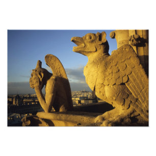 Chimera, re Dame-katedralen, Paris, Frankrike Fototryck