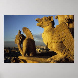Chimera, re Dame-katedralen, Paris, Frankrike Poster