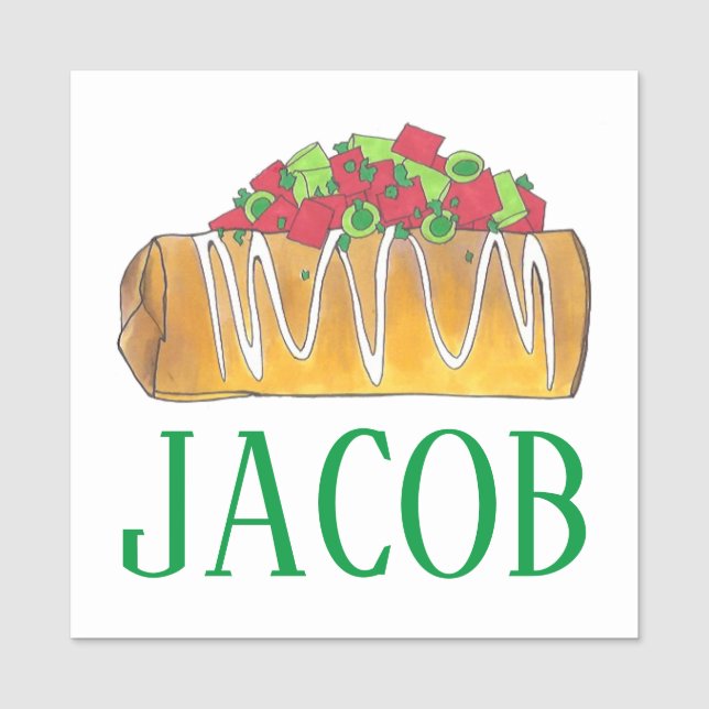 Chimichanga Mexican Restaurant Cuisine Food Namnbricka (Framsida)