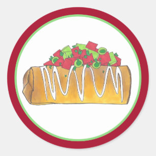Chimichanga Tex Mex Southwest Food Burrito Runt Klistermärke