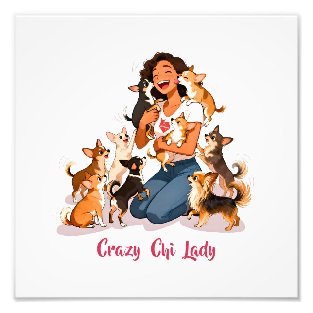 Chimigos - Crazy Chi Lady - Chihuahua  Fototryck (Framsidan)