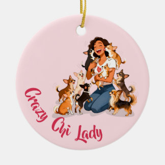 Chimigos - Crazy Chi Lady - Chihuahua  Julgransprydnad Keramik