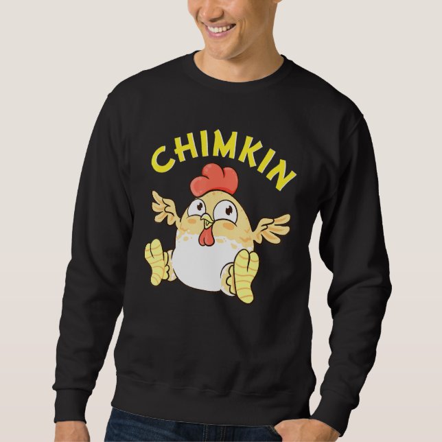 Chimkin Tjock Derpy Chicken Memine Chicken Farmer Lång Ärmad Tröja (Framsida)