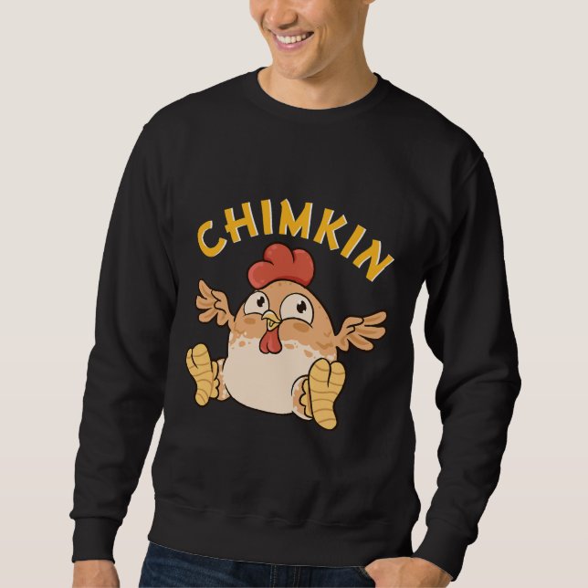 Chimkin Tjock Derpy Chicken Memine Lång Ärmad Tröja (Framsida)