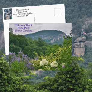 Chimney Rock från Flowering Bridge Lake Lure NC Vykort