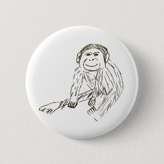 Chimp Badge - En dåligt dragen chimp på ett märke Knapp