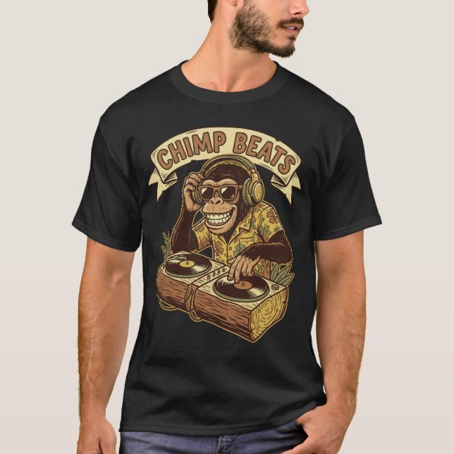 Chimp Beats DJ Monkey T Shirt (Framsida)