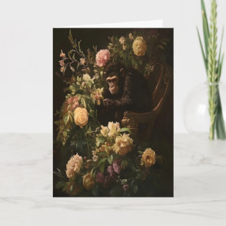 Chimp & Blooms Mörk Akademi Blommig Konst, Vintage Kort