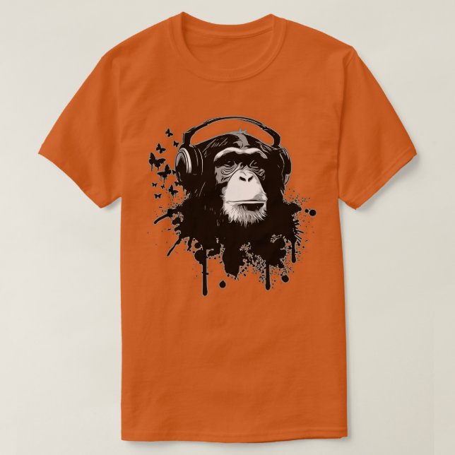 Chimp Business Chimpanzee Ape Butterfly Bläck T Shirt (Design framsida)