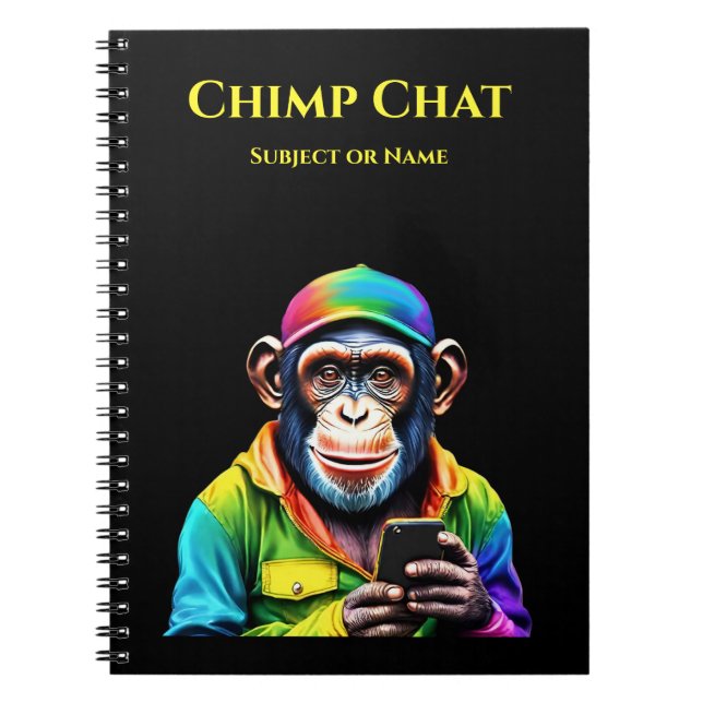Chimp Chatta-Chimpanzee med Mobil- Anteckningsbok (Framsidan)