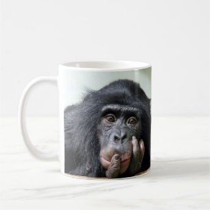 Chimp chimpanzee MONKEY ansikte mugg kopp