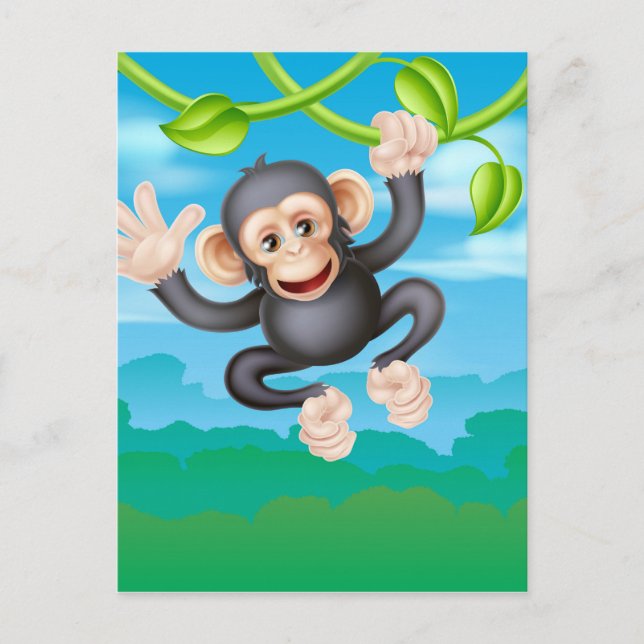 Chimp för att byta Tecknad Vykort (Framsida)