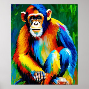 Chimp-målning   Dekoration i hemmet, färgregn Poster