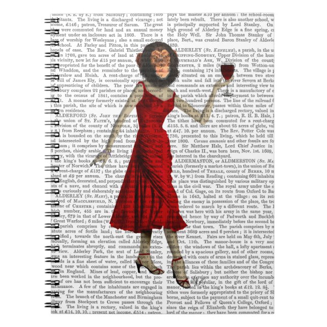 Chimp med Vin Anteckningsbok Med Spiral (Framsidan)