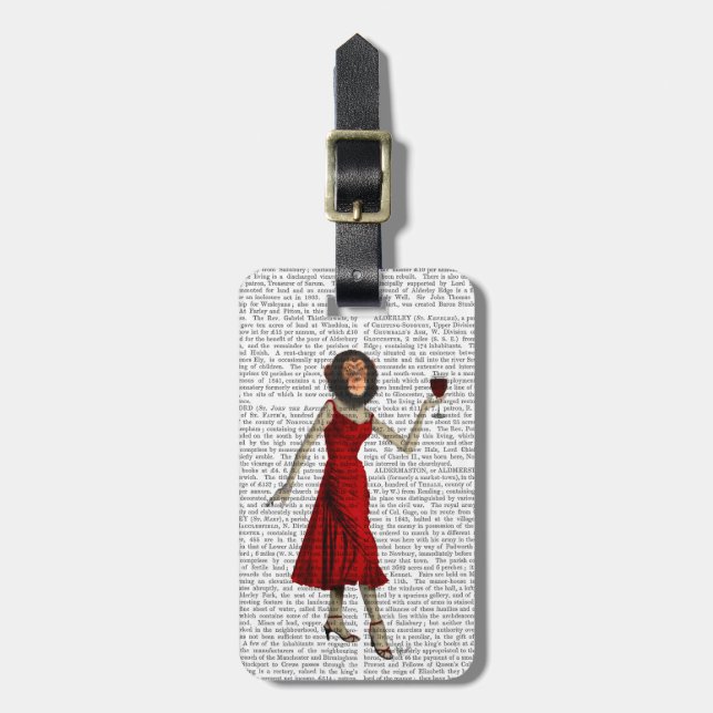 Chimp med Vin Bagagebricka (Vertikal Framsida)