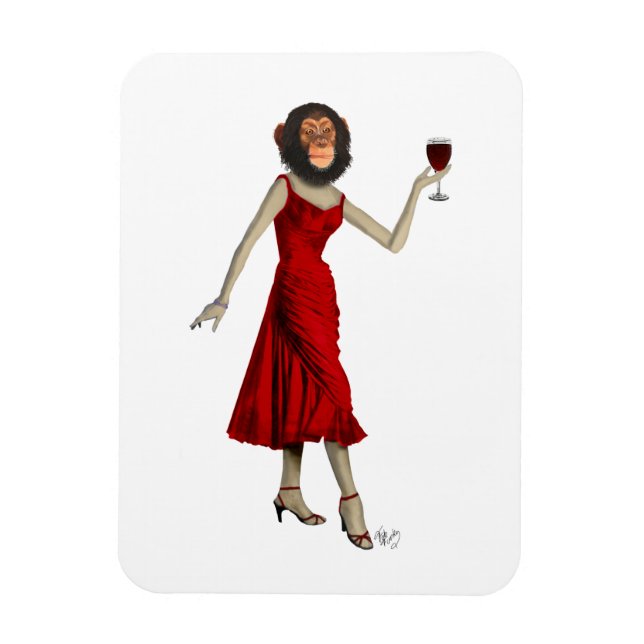 Chimp med Vin Magnet (Vertikal)