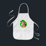 Chimp-tecknad Barnförkläde<br><div class="desc">Apron med illustration av en schimpans med grönt basebollhatt, illustration av MaxiHarmony/Radka Kavalcova</div>