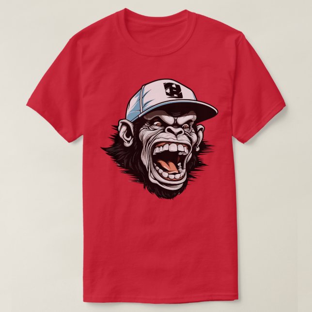 Chimp Wear a Baseball Hat 1 T Shirt (Design framsida)