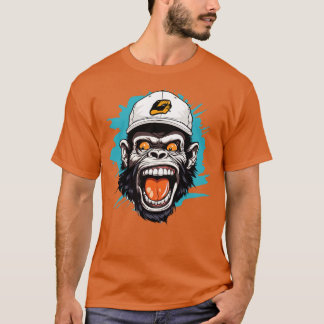 Chimp Wearing a Baseball Hat T Shirt