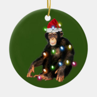 Chimpans med Hat Ljus jul Julgransprydnad Keramik