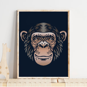 Chimpanzans African Print Utskrift av chimpanzan Poster