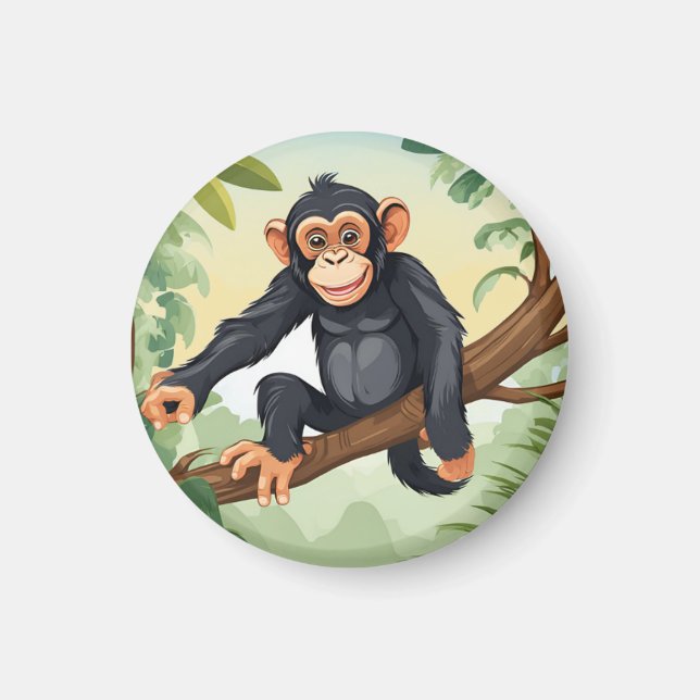 Chimpanzans med hennes söta svan på greeterna gren magnet (Framsidan)