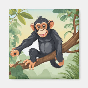 Chimpanzans med hennes söta svan på greeterna gren magnet