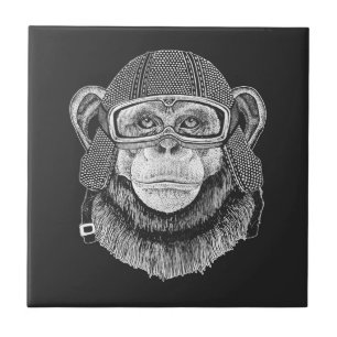 Chimpanzans motorcykelförare kakelplatta