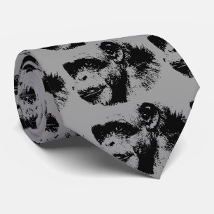 Chimpanzans Pop Art Grått Slips