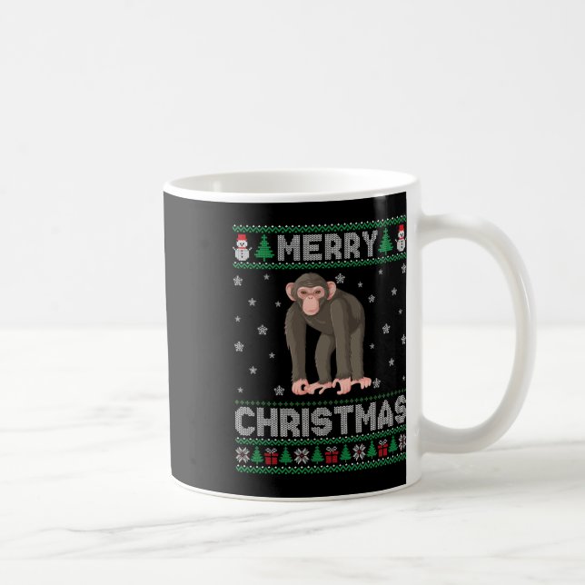 Chimpanzant Animal Manar Women Kids Ugly jul Sw Kaffemugg (Höger)