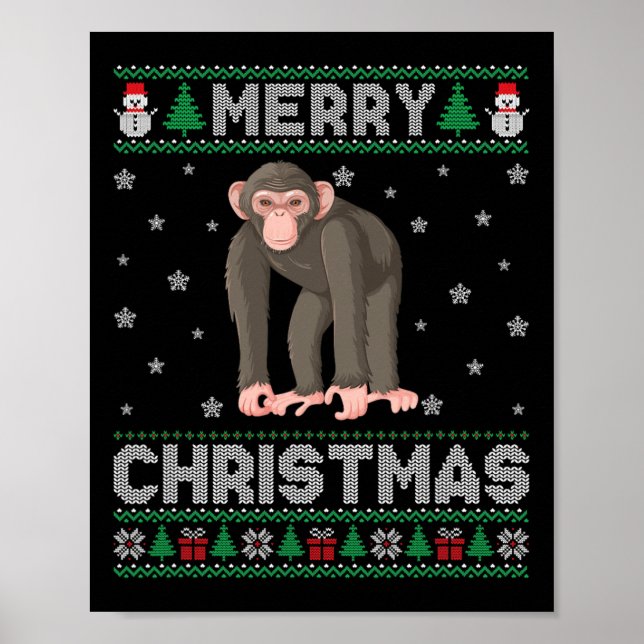 Chimpanzant Animal Manar Women Kids Ugly jul Sw Poster (Framsidan)