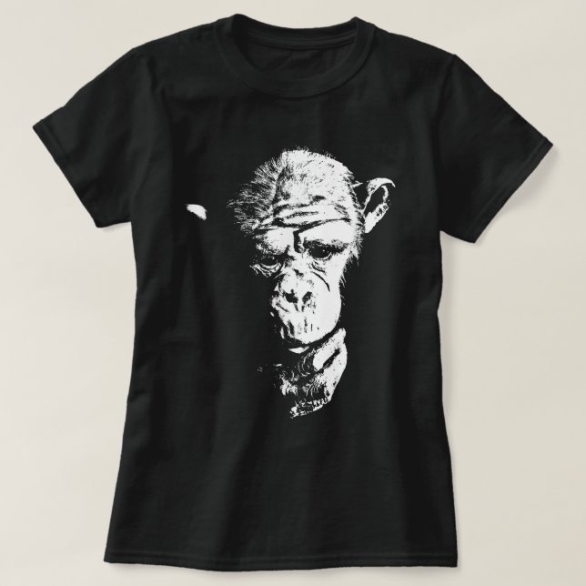 Chimpanzant tänker på Coola av apa med Ape-chimp T Shirt (Design framsida)